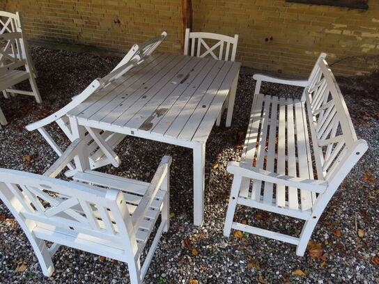 Havebord med bænk og 4 stk. stole JUTLANDIA