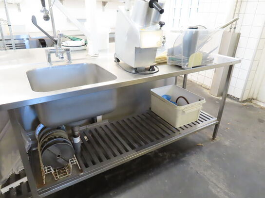 Rustfri stålbord med vask (kun forreste del, med vasken)