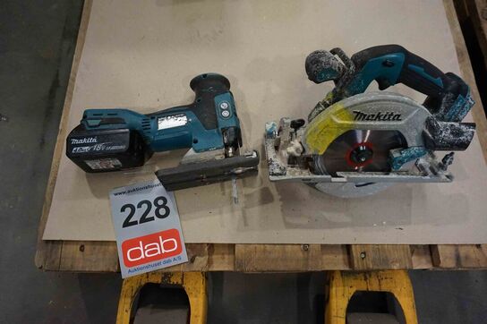 Makita stiksav og rundsav med et batteri 