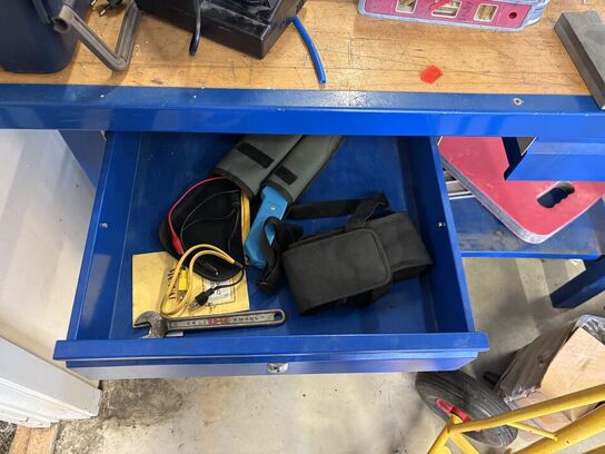 Filebænk i træ inkl. Sækkevogn, m.v.