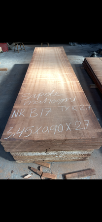 Træplanke i SAPELE (mahogni) 3,45x0,90m - 2,7 cm tyk