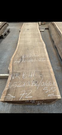 Træplanke i BIBOLO (afr. valnød) 3,52x0,72/0,66m - 5,5 cm tyk