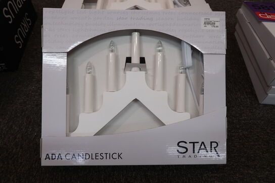 6 stk. 7-armet Lysestage hvid 230v, 38cm bred & 30cm høj