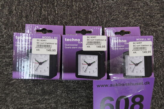 3 stk. Techno Line vækkeur quarts styret