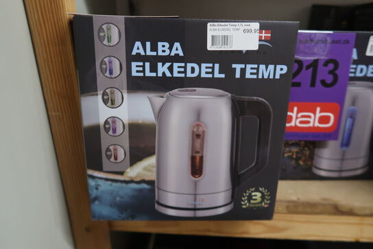 ALBA elkedel temperatur børstet stål 1,7 liter