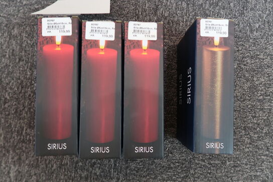 8 stk. Sirius Sille Bloklys Ø5 x 15 cm, Rød - OBS: 2 stk. anden farve 