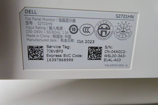 2 stk monitor DELL S2721HN