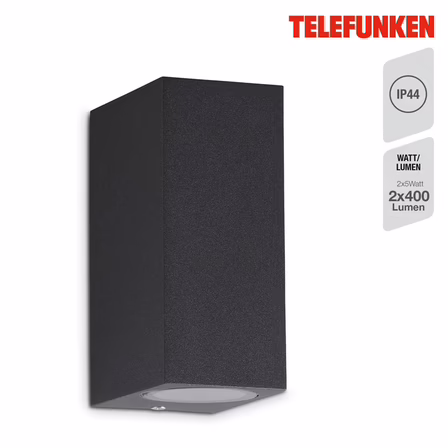 2 stk. telefunken udendørslampe 15,1 cm 2x gu10 400lm antracit(ubrugt)