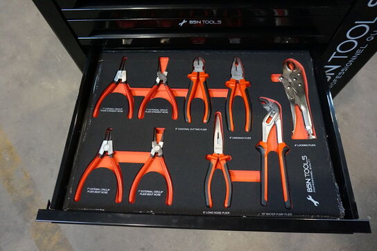 BSN Værktøjsvogn med 6 skuffer og sideskab. Inkl. 164 dele  værktøj 