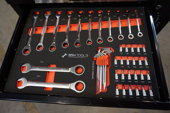 BSN Værktøjsvogn med 6 skuffer og sideskab. Inkl. 164 dele  værktøj 