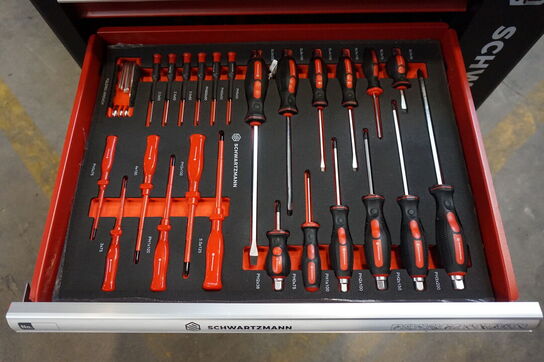 Schwartzmann værktøjsvogn. Seks skuffer inkl. værktøj Red/Black