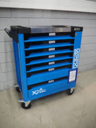 Apex Værktøjsvogn XXL med værktøj og 7 skuffer og skab Blue 