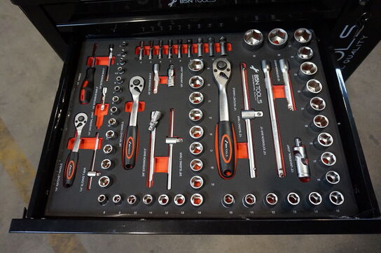 BSN Værktøjsvogn med 6 skuffer og sideskab. Inkl. 164 dele  værktøj 