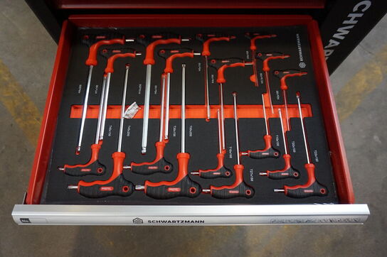 Schwartzmann værktøjsvogn. Seks skuffer inkl. værktøj Red/Black