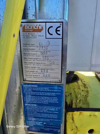 Personlift inkl 2 faldsikringer BIANCHIN EU10