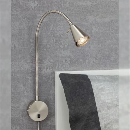 2 stk. casalux led Sengelampe med fleksibel arm i krom(ubrugt)