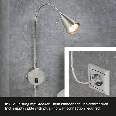 3 stk. casalux led Sengelampe med fleksibel arm i krom(ubrugt)