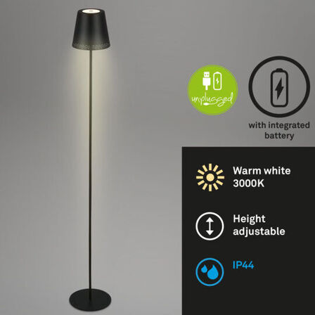 2 stk. briloner udendørs led batteri gulvlampe sort 130 cm(ubrugt)