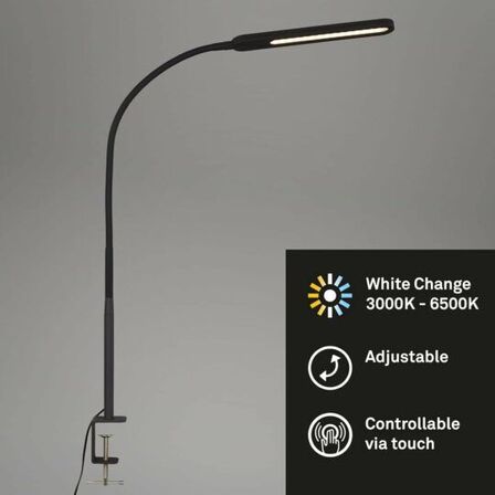 3 stk. briloner led klemmelampe med dæmp, 110cm, Sort(ubrugt)