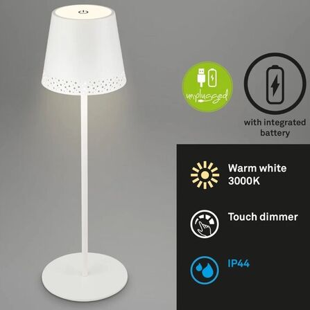 3 stk. briloner udendørs led batteri bordlampe hvid(ubrugt)