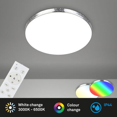 3 stk. briloner led dæmpbar loftslampe med kromramme, ø35,5 cm(ubrugt)