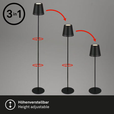 Briloner udendørs led batteri gulvlampe sort 130 cm(ubrugt)