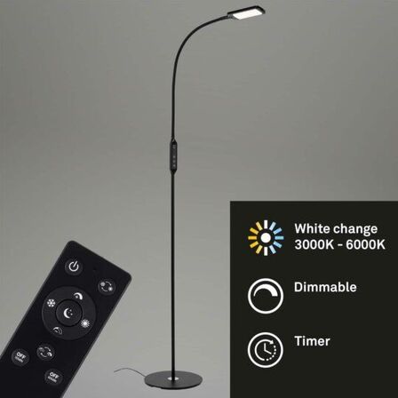 Briloner led touch gulvlampe sort 140 cm m. remote(ubrugt)