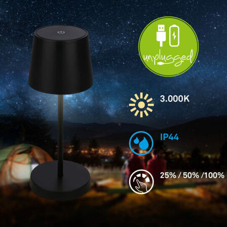 2 stk. briloner udendørs led batteri bordlampe sort(ubrugt)