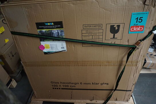 3 stk Nordic glashegn til alu stolper H: 100 x B: 100 cm klar glas