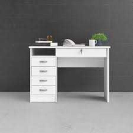 Function Plus skrivebord - Hvidt træ, m. 3 skuffer