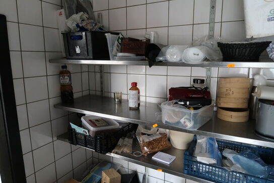 3 stk. rustfri stålhylder med indhold