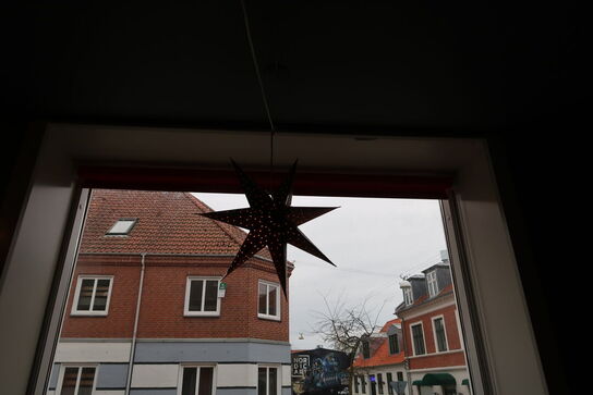 Vase med div. Kunstige blomster div. Plakater m.m.