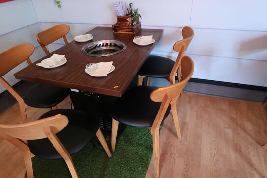 Bord med indbygget grill HNTAI ROASTER med 5 stk. stole