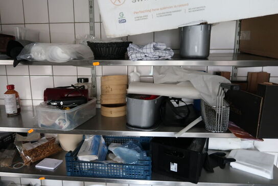 3 stk. rustfri stålhylder med indhold