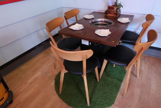 Bord med indbygget grill HNTAI ROASTER med 5 stk. stole