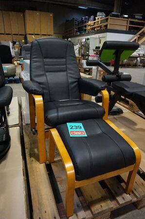 Otium lænestol inkl. fodskammel - sort PU-læder 