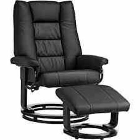 Boss lænestol inkl. fodskammel - sort kunstlæder 