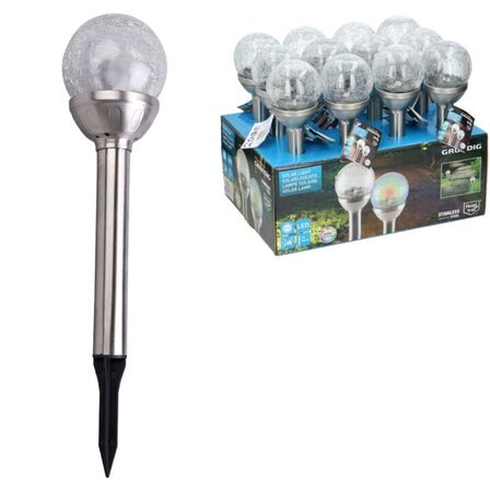 6 stk. grundig solcelle lampe m. farve skifte led ip44 34 cm(ubrugt)