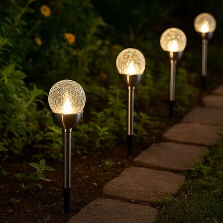 8 stk. grundig solcelle lampe m. farve skifte led ip44 34 cm(ubrugt)