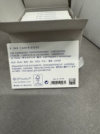 6 kasser m. Blækpatroner MONTBLANC BLUE PERMANENT