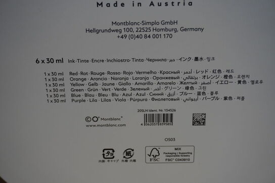 6 stk. MONT BLANC blæk I forskellige farver, ID: 134526