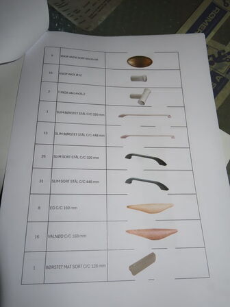 Skuffeinsatser og greb. (se billeder)