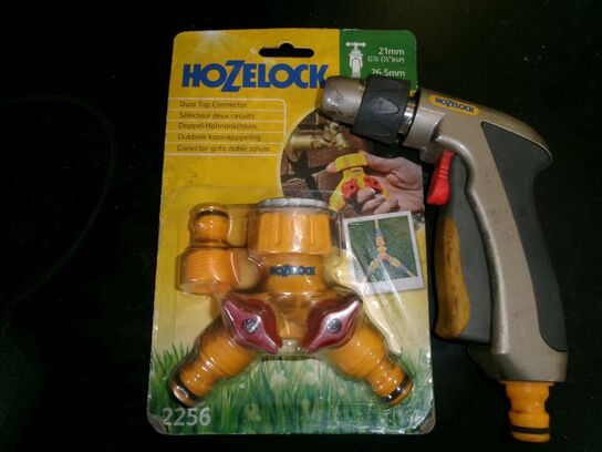 Dobbelt. vandhanekobling + sprøjtepistol HOZELOCK