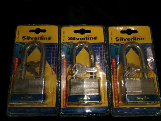 3 stk. hængelås SILVERLINE