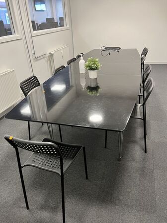 Mødebord m. 10 stole 300x110 cm