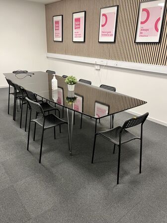 Mødebord m. 10 stole 300x110 cm