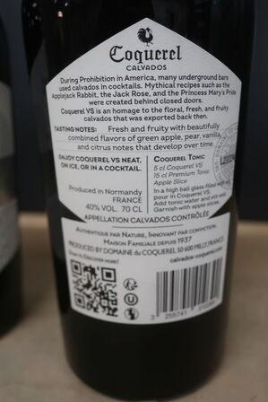 3 fl. brændevin COQUEREL CALVADOS VS