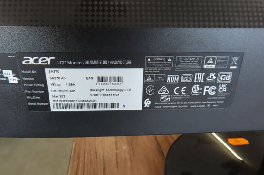 2 stk. Computerskærme ACER SA270