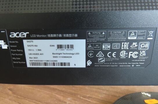 2 stk. Computerskærme ACER SA270
