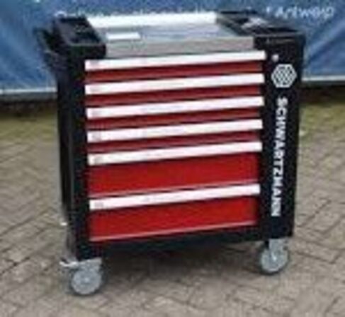 Schwartzmann værktøjsvogn. Seks skuffer inkl. værktøj Red/Black